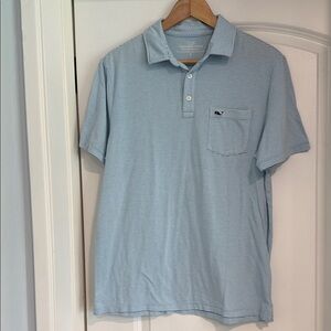 Vineyard Vines Light Blue White Thin-Striped Polo Pocket men’s Small Shirt S